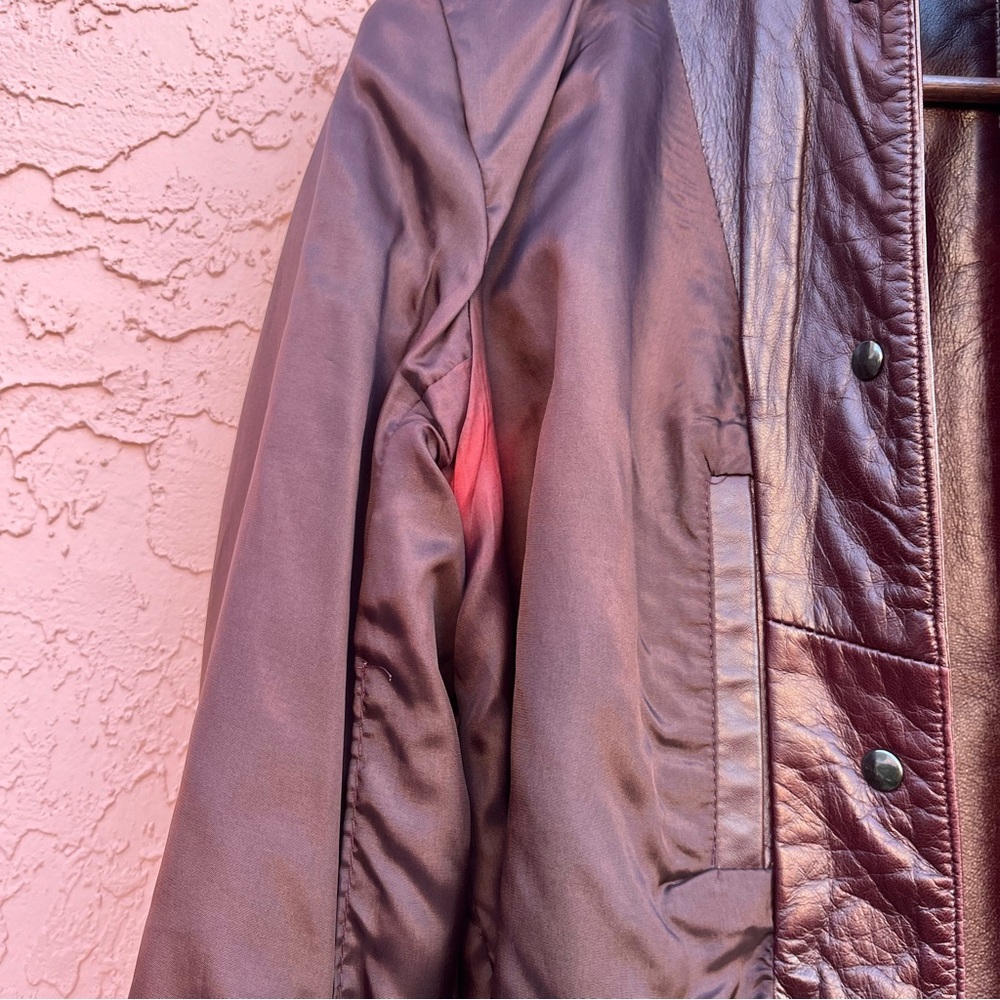 Danier Leather Coat Jacket Burgundy Deep Red Size… - image 8